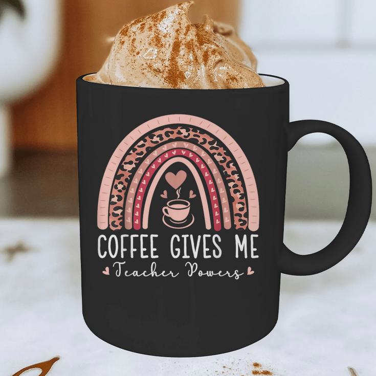 Coffee Gives Me Teacher Powers Leopard Rainbow Teacher Graphic Print Coffee Mug, novelty gifts, funny gifts Coffee Gives Me Teacher Powers Leopard Rainbow Teacher Graphic Print Coffee Mug, novelty gifts, funny gifts