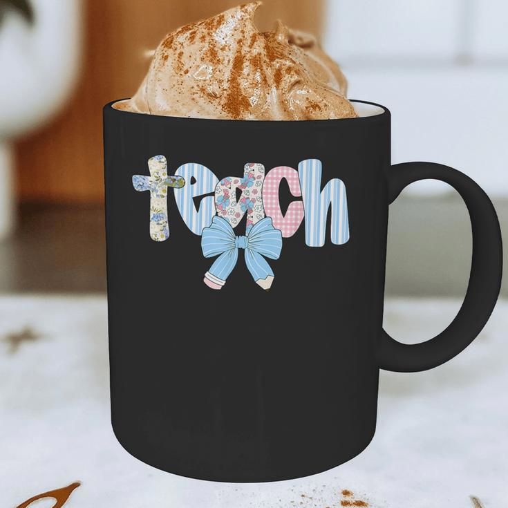 Coquette Bow Teach Teacher Happy First Day Back To School Graphic Print Coffee Mug, novelty gifts, funny gifts Coquette Bow Teach Teacher Happy First Day Back To School Graphic Print Coffee Mug, novelty gifts, funny gifts