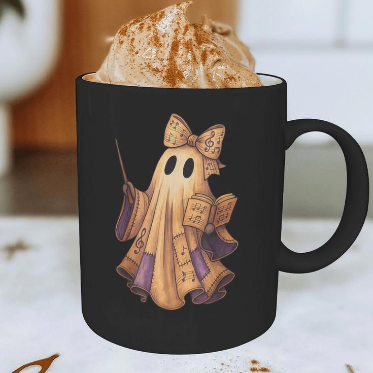 Coquette Music Note Patchwork Ghost Music Teacher Halloween Graphic Print Coffee Mug, novelty gifts, funny gifts