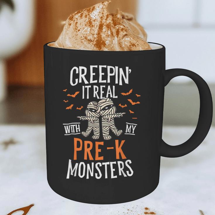 Creepin It Real Pre-K Monsters Halloween Preschool Teacher Graphic Print Coffee Mug, novelty gifts, funny gifts Creepin It Real Pre-K Monsters Halloween Preschool Teacher Graphic Print Coffee Mug, novelty gifts, funny gifts
