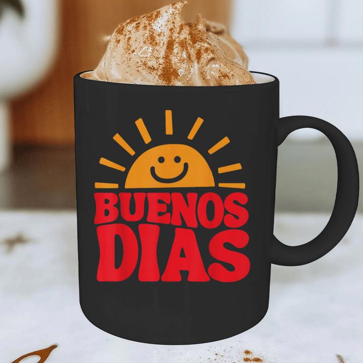 Cute Bilingual Spanish Teacher Buenos Dias Sunshine Graphic Print Coffee Mug, novelty gifts, funny gifts