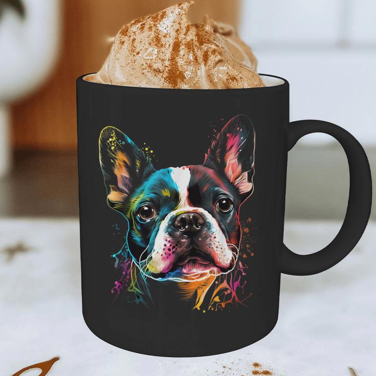 Cute Boston Terrier Puppy Dog Art Lover Unique Painting For Men Women Kids Graphic Print Coffee Mug, novelty gifts, funny gifts