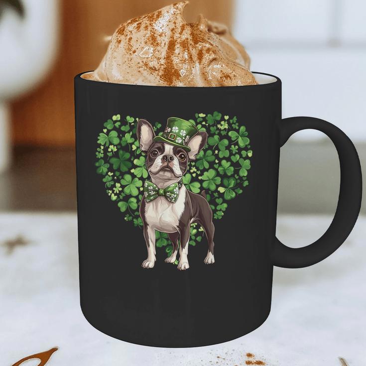 Cute Boston Terrier Shamrock St Patrick's Day Dog Lover Men Women Kids Graphic Print Coffee Mug, novelty gifts, funny gifts