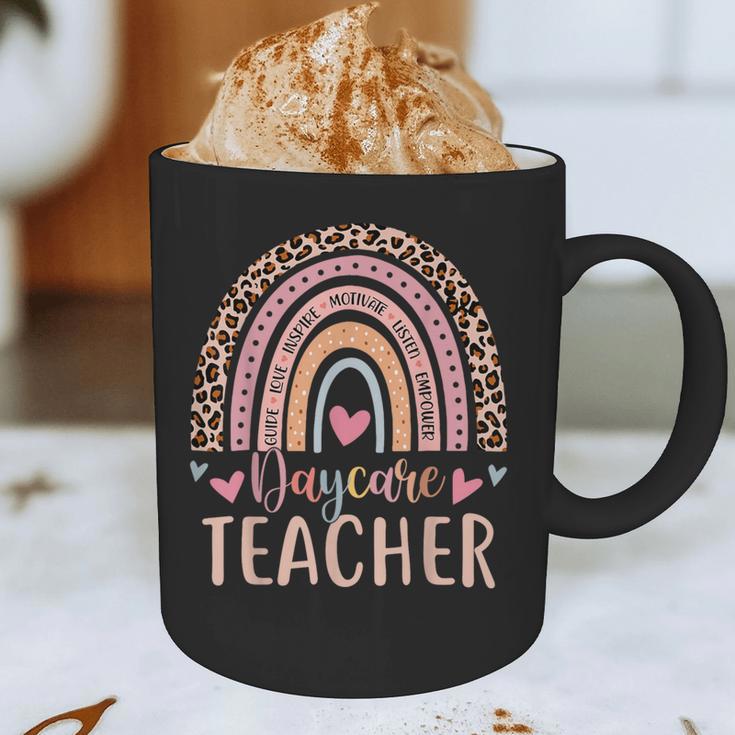 Cute Daycare Teacher Rainbow Leopard Print Childcare Worker Graphic Print Coffee Mug, novelty gifts, funny gifts