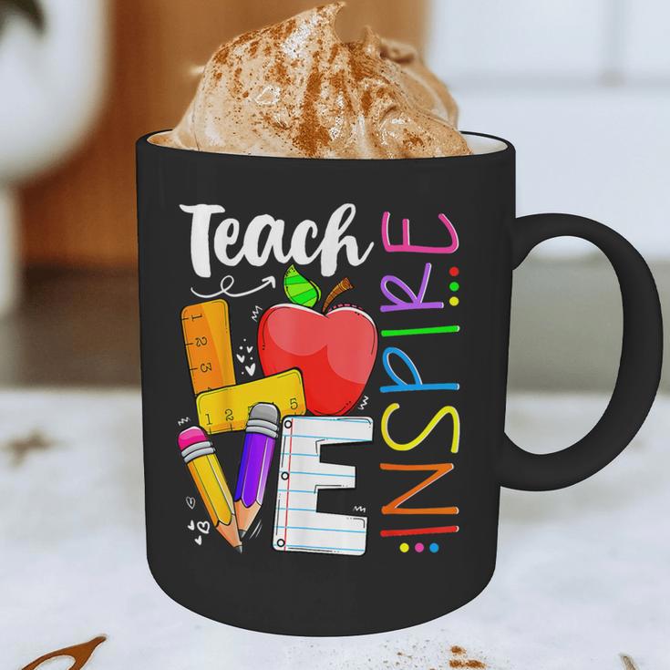 Cute Teach Love And Inspire Men Women Teacher Graphic Print Coffee Mug, novelty gifts, funny gifts