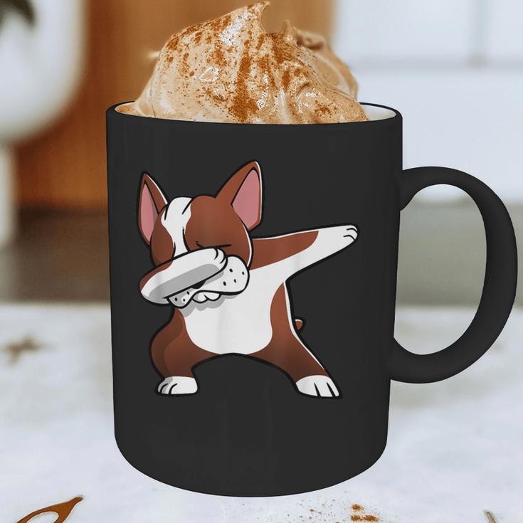 Dabbing Red Boston Terrier Dab Dance Dog Men Women Kids Graphic Print Coffee Mug, novelty gifts, funny gifts