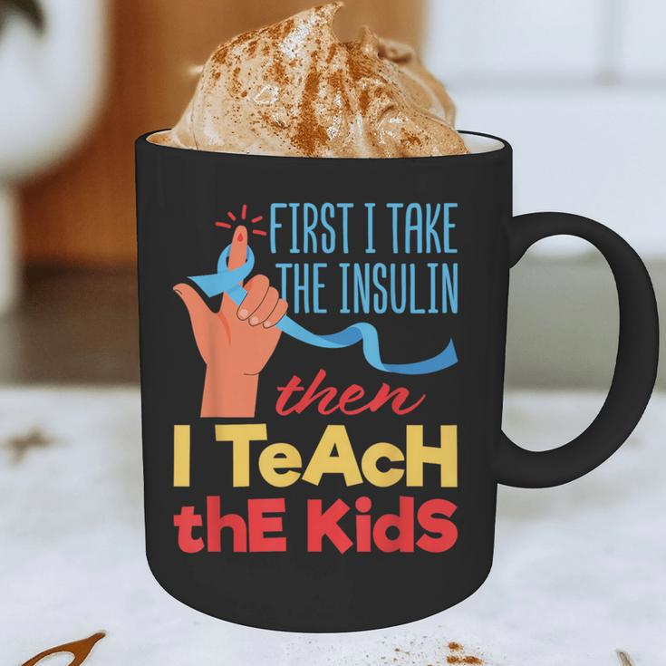 Diabetic Teacher Diabetes Awareness Insulin Blue Ribbon Graphic Print Coffee Mug, novelty gifts, funny gifts