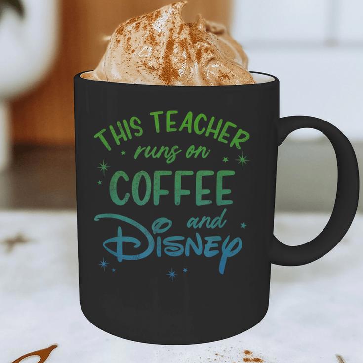 Disney This Teacher Runs On Coffee And Disney Gradient Logo Graphic Print Coffee Mug, novelty gifts, funny gifts