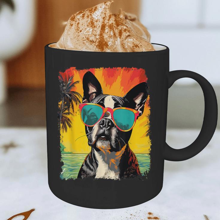 Dog Boston Terrier Hawaiian Graphic Print Coffee Mug, novelty gifts, funny gifts