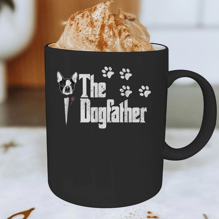 The Dogfather Boston Terrier Dog Dad Tshirt Idea Graphic Print Coffee Mug, novelty gifts, funny gifts