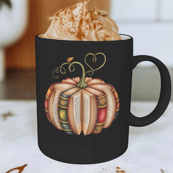 Fall Book Pumpkin Fall Librarians Bookworm Teachers Students Graphic Print Coffee Mug, novelty gifts, funny gifts