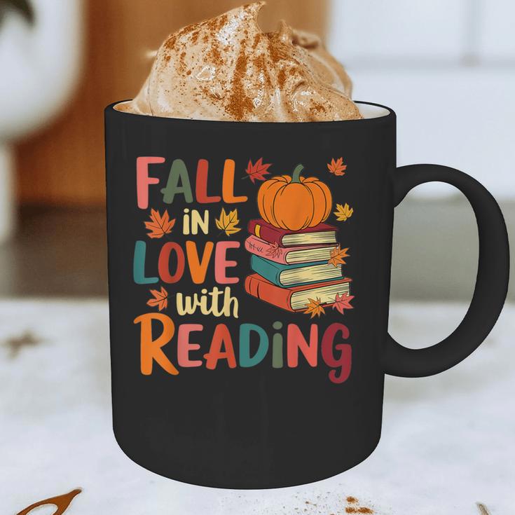 Fall In Love With Reading Autumn Thanksgiving Shirt Teacher Graphic Print Coffee Mug, novelty gifts, funny gifts