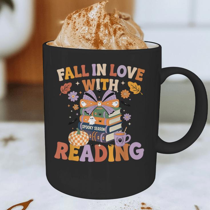 Fall In Love With Reading Halloween Stack Of Book Teacher Graphic Print Coffee Mug, novelty gifts, funny gifts
