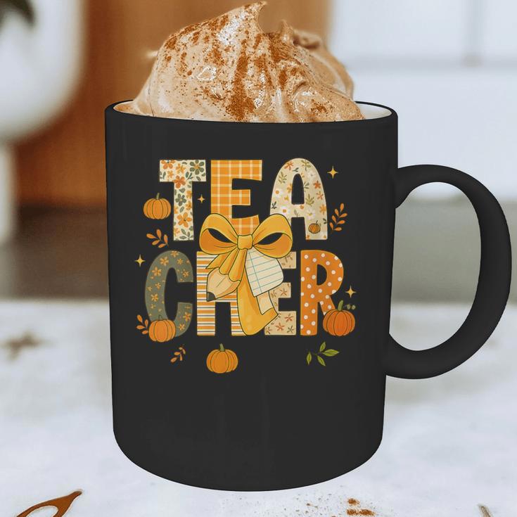 Fall Teacher Pumpkin Coquette Bow Autumn Classroom Graphic Print Coffee Mug, novelty gifts, funny gifts Fall Teacher Pumpkin Coquette Bow Autumn Classroom Graphic Print Coffee Mug, novelty gifts, funny gifts