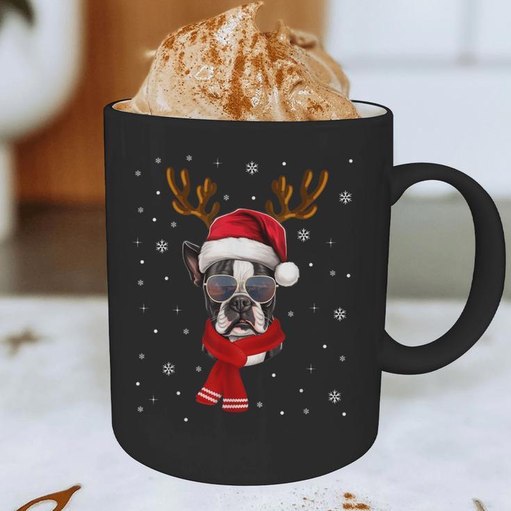 Family Matching Reindeer Xmas Boston Terrier Christmas Graphic Print Coffee Mug, novelty gifts, funny gifts