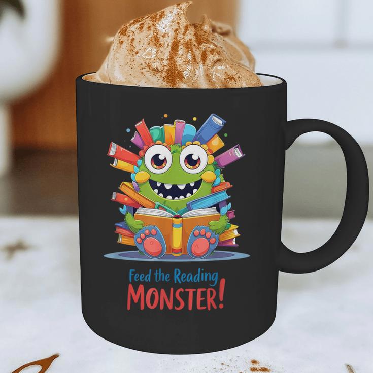 Feed The Reading Monster Halloween Teacher Graphic Print Coffee Mug, novelty gifts, funny gifts