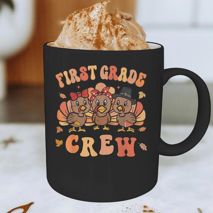 First Grade Crew Thanksgiving Fall Teacher 1st Grade Team Graphic Print Coffee Mug, novelty gifts, funny gifts