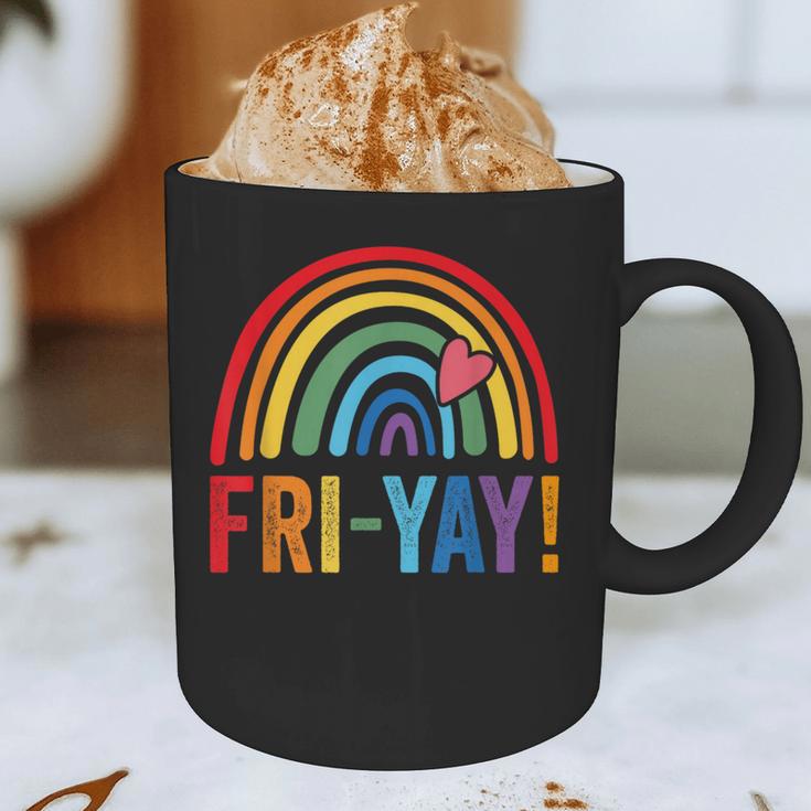 Fri-Yay Friyay Rainbow Colors Teacher Childrens Fun Designs Graphic Print Coffee Mug, novelty gifts, funny gifts Fri-Yay Friyay Rainbow Colors Teacher Childrens Fun Designs Graphic Print Coffee Mug, novelty gifts, funny gifts