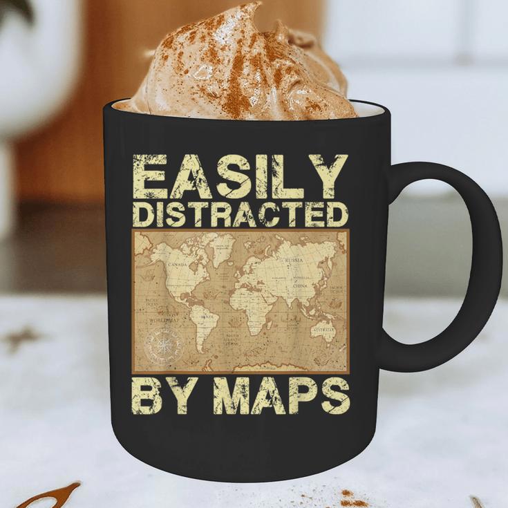 Geography Teacher Easily Distracted By Maps Graphic Print Coffee Mug, novelty gifts, funny gifts