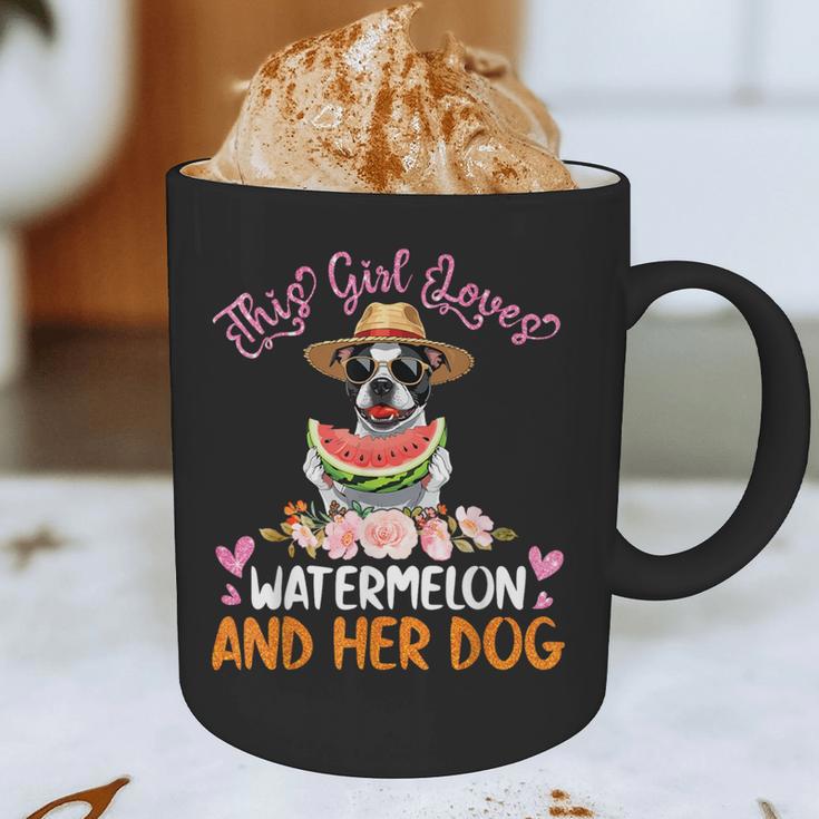 This Girl Loves Watermelon And Her Boston Terrier Dog Mother Graphic Print Coffee Mug, novelty gifts, funny gifts