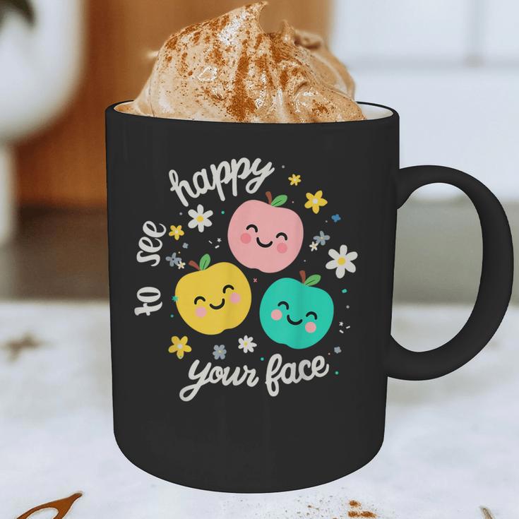 Groovy Happy To See Your Face Teacher School Appreciation Graphic Print Coffee Mug, novelty gifts, funny gifts