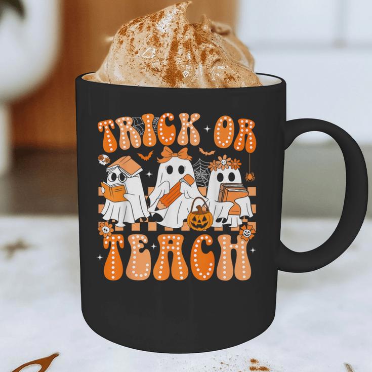 Groovy Teacher Halloween Trick Or Teach Ghost Men Women Kids Graphic Print Coffee Mug, novelty gifts, funny gifts