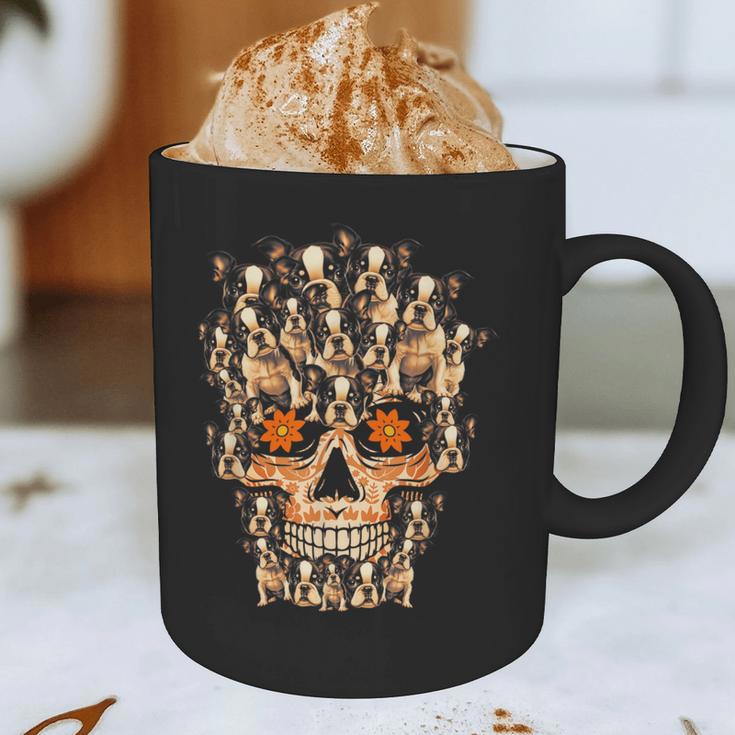 Halloween Costume Skull Boston Terrier Dog Lover For Men Women Kids Graphic Print Coffee Mug, novelty gifts, funny gifts