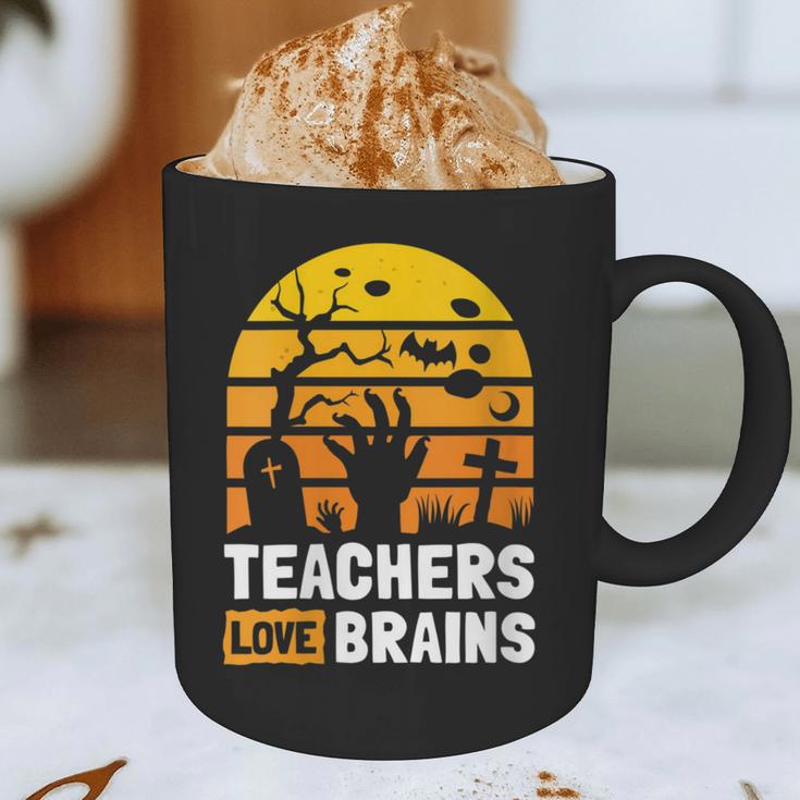 Halloween Teachers Science Math Teachers Love Brains Graphic Print Coffee Mug, novelty gifts, funny gifts