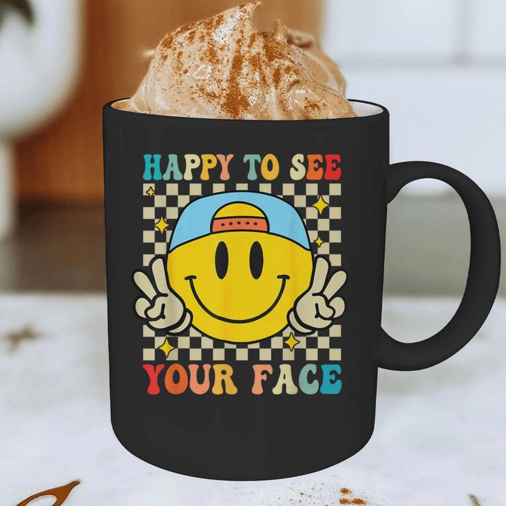 Happy To See Your Face Hippie Smile Back To School Teachers Graphic Print Coffee Mug, novelty gifts, funny gifts Happy To See Your Face Hippie Smile Back To School Teachers Graphic Print Coffee Mug, novelty gifts, funny gifts