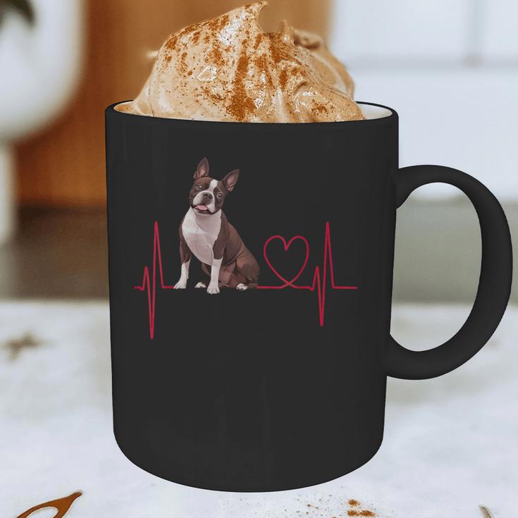 Heartbeat Boston Terrier Dog Graphic Print Coffee Mug, novelty gifts, funny gifts