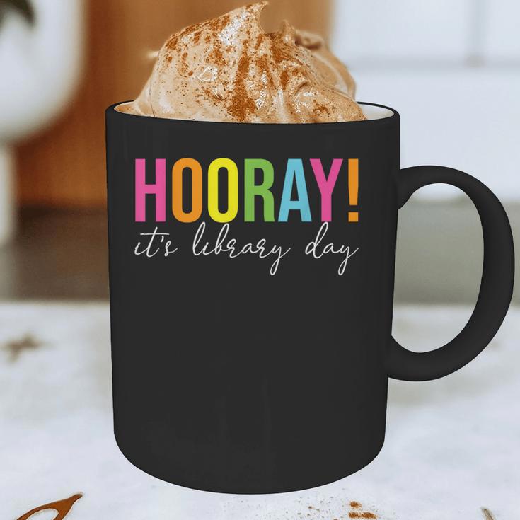 Hooray It's Library Day Teacher Reader Books Back To School Graphic Print Coffee Mug, novelty gifts, funny gifts