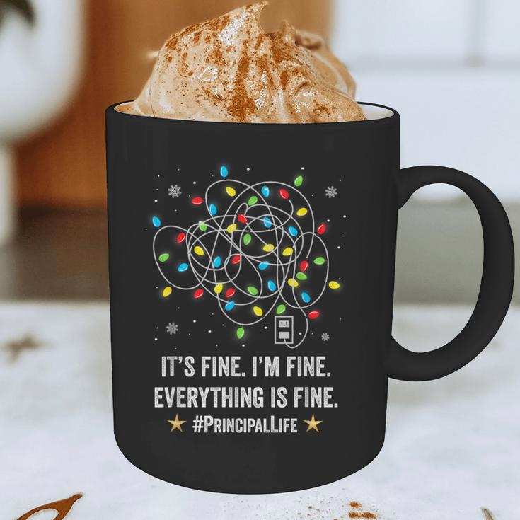 It's Fine I'm Fine Christmas Light Principal Teacher Xmas Men Women Graphic Print Coffee Mug, novelty gifts, funny gifts