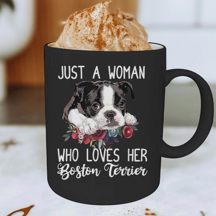 Just a Woman Who Loves Her Boston Terrier Cute Dog Mom Graphic Print Coffee Mug, novelty gifts, funny gifts