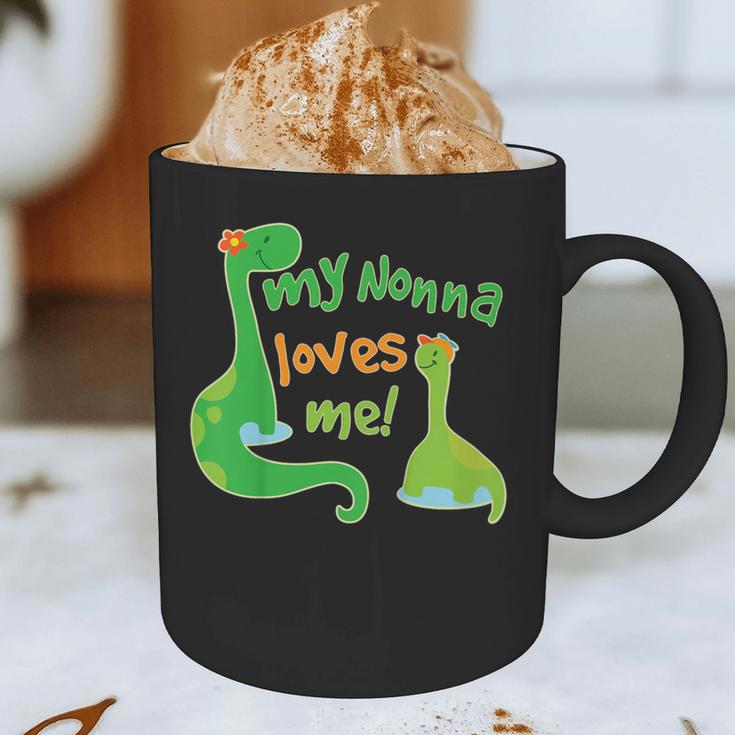 Kids My Nonna Loves Me Dinosaur Grandson Graphic Print Coffee Mug, novelty gifts, funny gifts