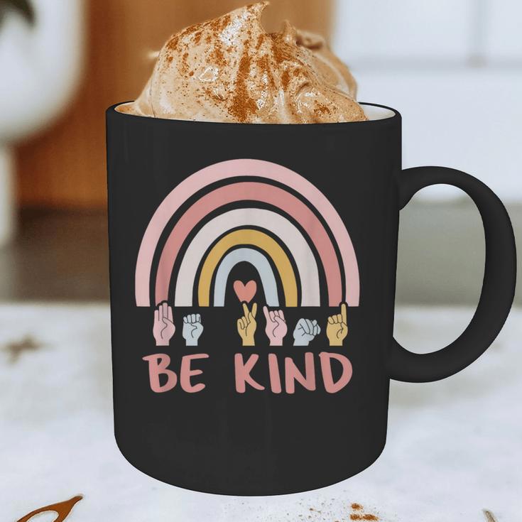 Be Kind ASL Sign Language Deaf SPED Teacher Kids Men Women Graphic Print Coffee Mug, novelty gifts, funny gifts
