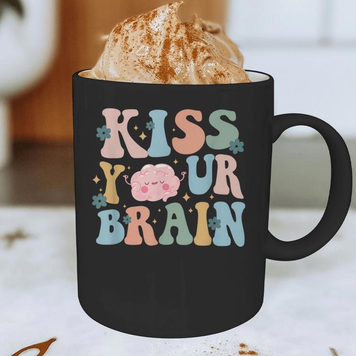 Kiss Your Brain Teacher Inspire Educate Groovy Retro Vintage Graphic Print Coffee Mug, novelty gifts, funny gifts Kiss Your Brain Teacher Inspire Educate Groovy Retro Vintage Graphic Print Coffee Mug, novelty gifts, funny gifts