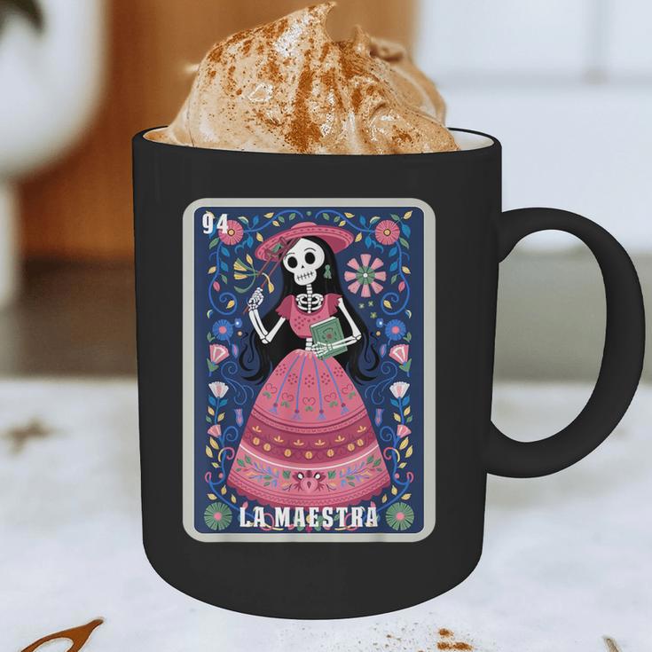 La Maestra Halloween Mexican Bingo Card Teacher Lottery Card Graphic Print Coffee Mug, novelty gifts, funny gifts