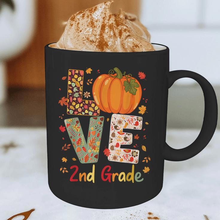 Love 2nd Grade Happy Fall Thanksgiving For 2nd Teacher For Men Women Girls Kids Graphic Print Coffee Mug, novelty gifts, funny gifts