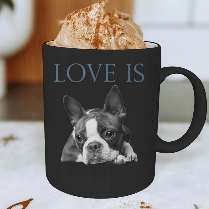 Love Is Boston Terrier Bostie Graphic Print Coffee Mug, novelty gifts, funny gifts