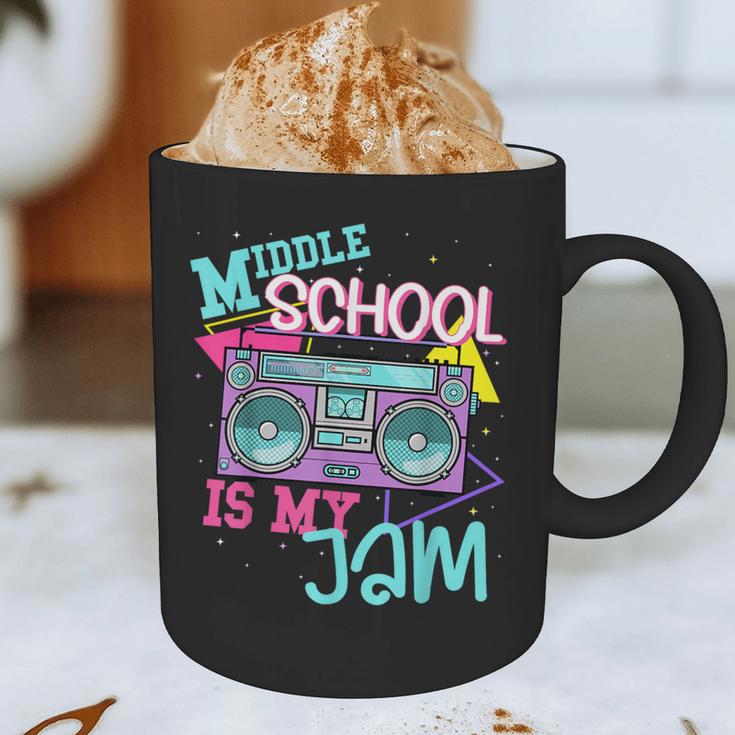 Middle School Is My Jam Cute Teacher Shirt 80's 90's Styl Graphic Print Coffee Mug, novelty gifts, funny gifts