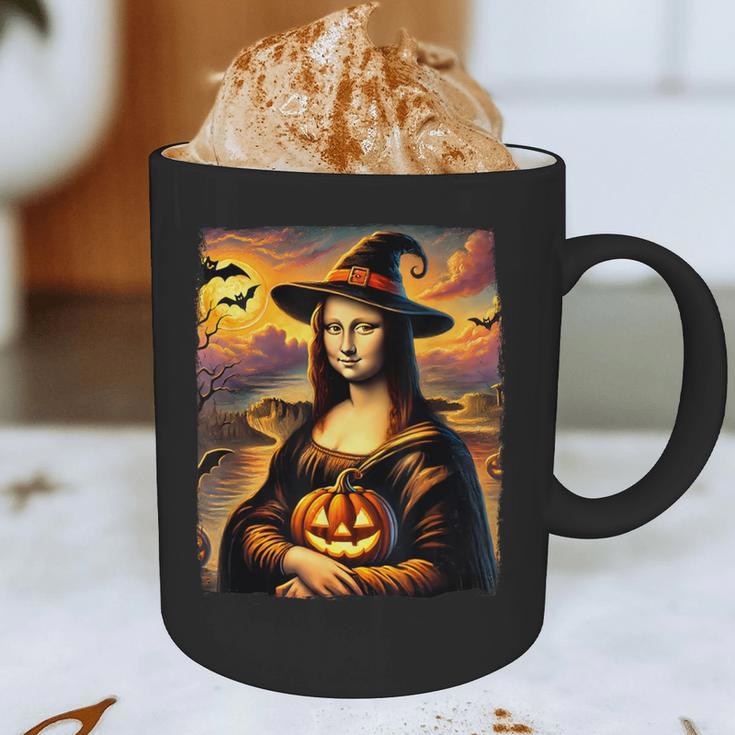 Mona Lisa Pumpkin Halloween Art Teacher Witchy Women Kids Graphic Print Coffee Mug, novelty gifts, funny gifts