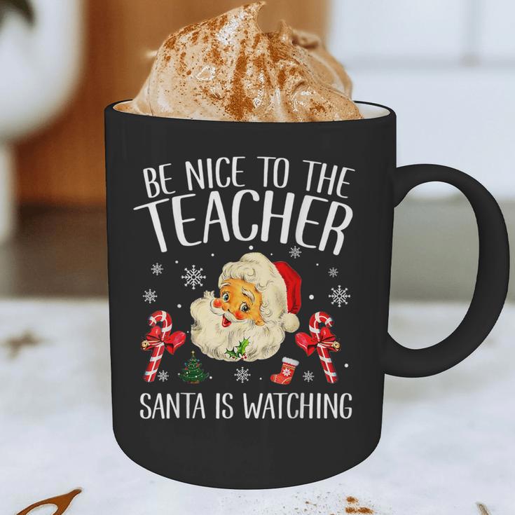 Be Nice To The Teacher Santa Is Watching School Christmas Graphic Print Coffee Mug, novelty gifts, funny gifts Be Nice To The Teacher Santa Is Watching School Christmas Graphic Print Coffee Mug, novelty gifts, funny gifts