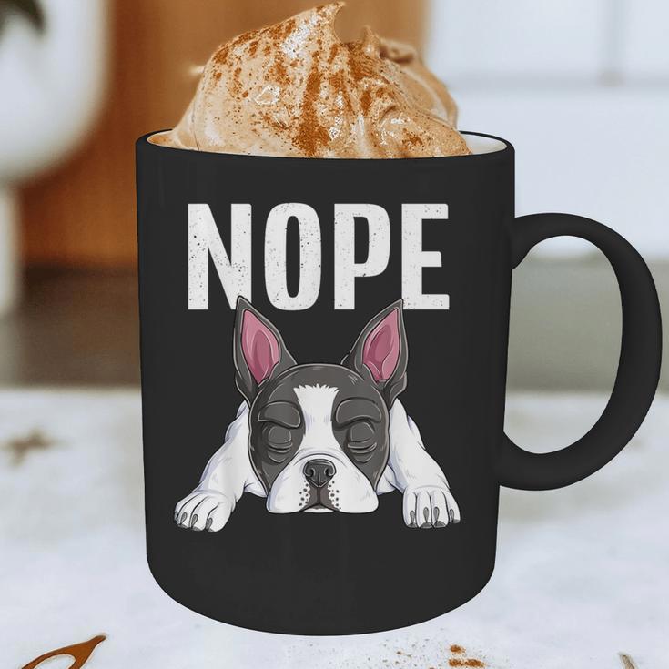 Nope Boston Terrier Puppy Dog Bostie Lover Men Women Girls Kids Graphic Print Coffee Mug, novelty gifts, funny gifts