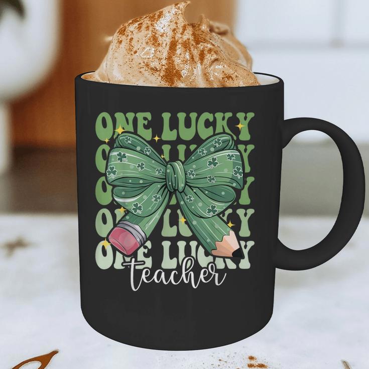 One Lucky Teacher Coquette Bow St Patricks Day Teacher Graphic Print Coffee Mug, novelty gifts, funny gifts One Lucky Teacher Coquette Bow St Patricks Day Teacher Graphic Print Coffee Mug, novelty gifts, funny gifts