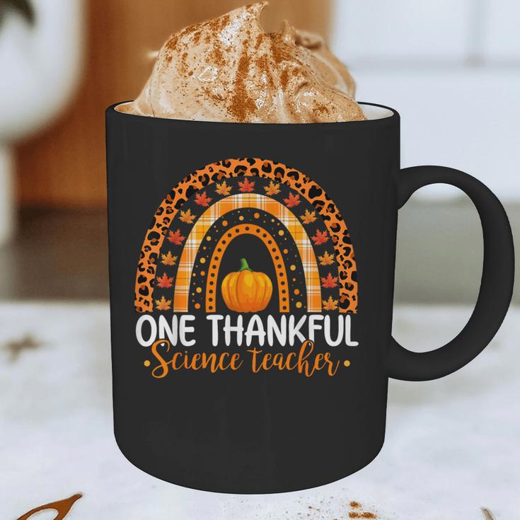 One Thankful Science Teacher Rainbow Boho Fall Thanksgiving Graphic Print Coffee Mug, novelty gifts, funny gifts One Thankful Science Teacher Rainbow Boho Fall Thanksgiving Graphic Print Coffee Mug, novelty gifts, funny gifts