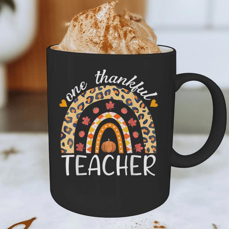 One Thankful Teacher Thanksgiving Rainbow Leopard Fall Graphic Print Coffee Mug, novelty gifts, funny gifts One Thankful Teacher Thanksgiving Rainbow Leopard Fall Graphic Print Coffee Mug, novelty gifts, funny gifts