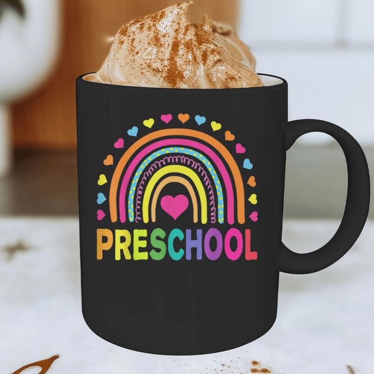 Preschool Rainbow Girls Boys Kids Teacher Back To School Graphic Print Coffee Mug, novelty gifts, funny gifts