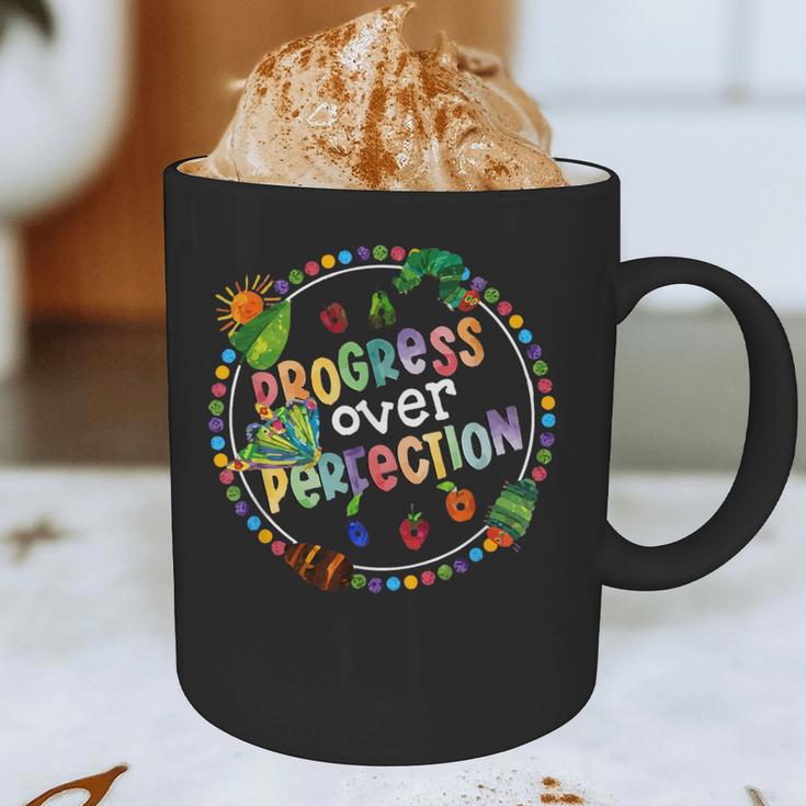 Progress Over Perfection Caterpillar Back To School Teacher Graphic Print Coffee Mug, novelty gifts, funny gifts Progress Over Perfection Caterpillar Back To School Teacher Graphic Print Coffee Mug, novelty gifts, funny gifts