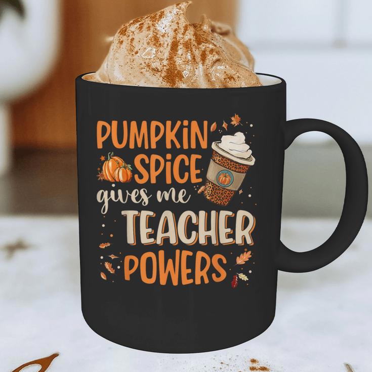 Pumpkin Spice Gives Me Teacher Powers Fall Thanksgiving Men Women Graphic Print Coffee Mug, novelty gifts, funny gifts