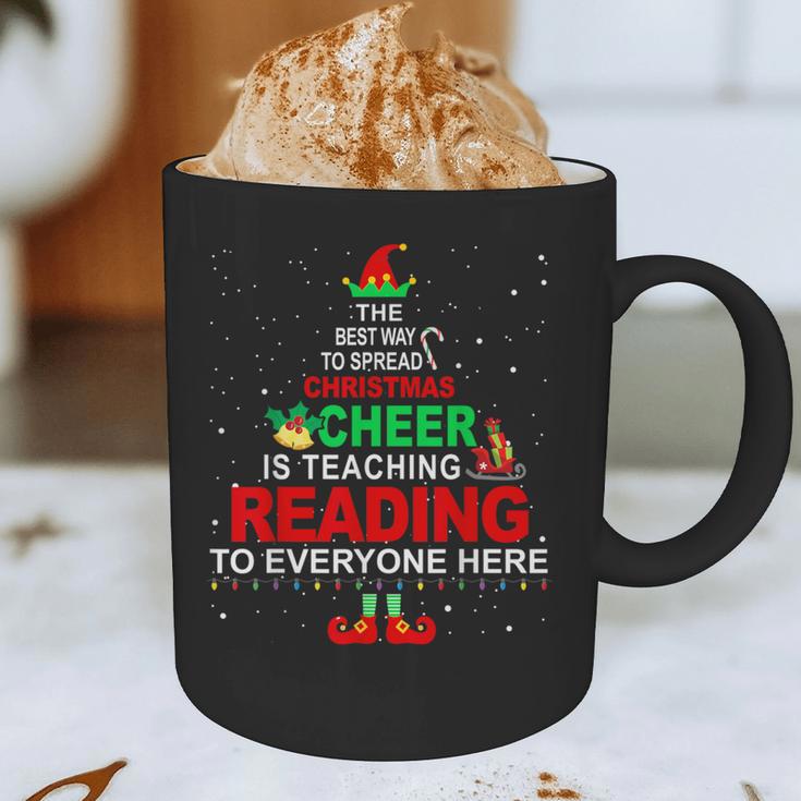 Reading Teacher Christmas Shirt Elf Christmas Cheer For Men Women Graphic Print Coffee Mug, novelty gifts, funny gifts